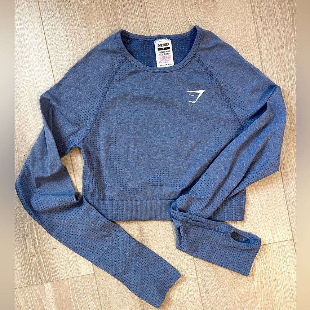 2 Gymshark Blue Small Performance crop Tops bundle